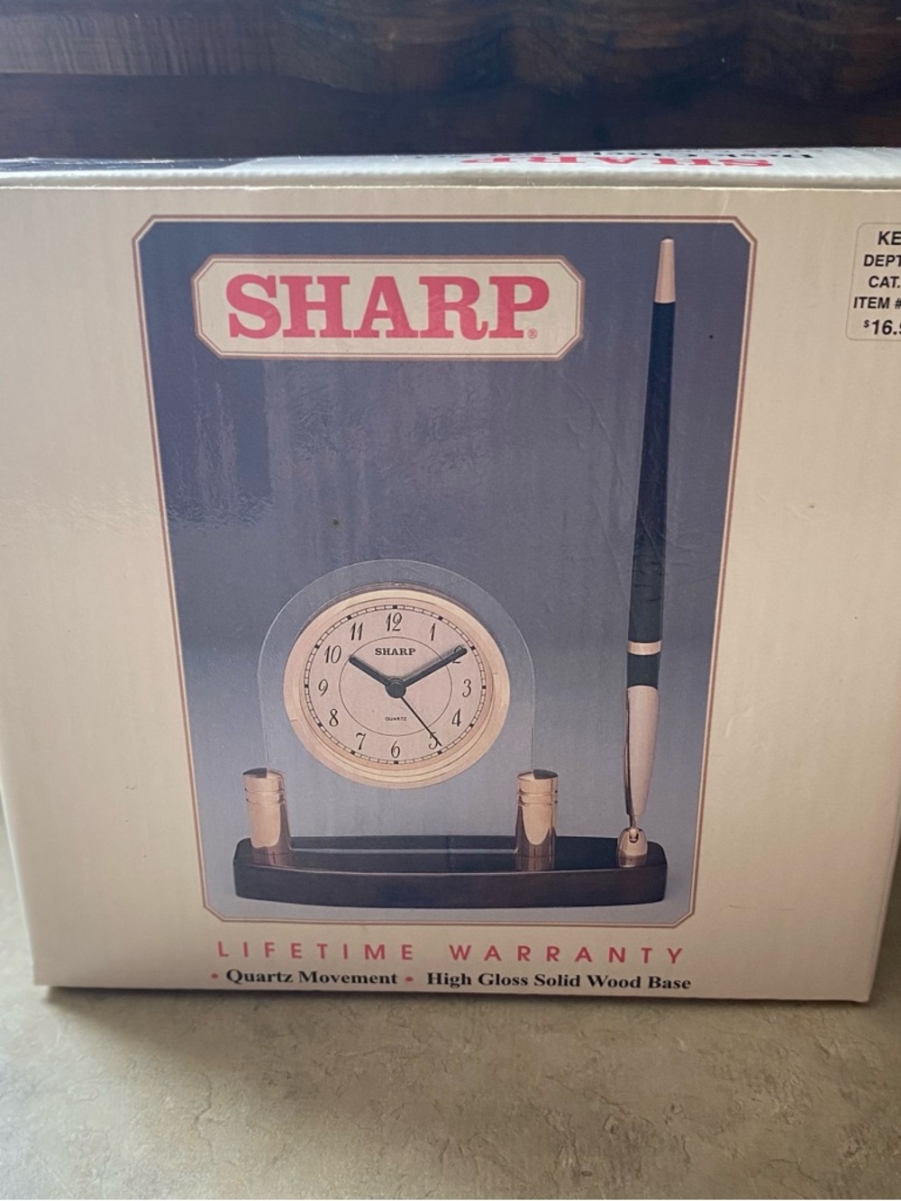 New Vintage 1980s Sharp Desk Clock Pen Set Lifetime Warranty Office Stationary
